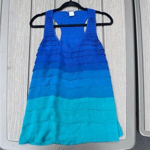 Hanna G blue green ombré layered tank top blouse sleeveless